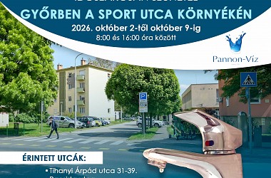 IVÓVÍZELLÁTÁS SZÜNETEL: a Sport utca környékén